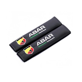 Poecar Leather Embroidered Carbon Look Seat Belt Pad Shoulder Cover - 2 Pack - Compatible with ABARTH Car Parts