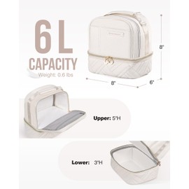 GLORIEROO Lunch Box Bag Women Girls - Double Deck Vegan Leather Insulated Waterproof Leakproof Cooler for Work Travel Picnics - Back to School Teacher Mothers Day Christmas Birthday Gifts