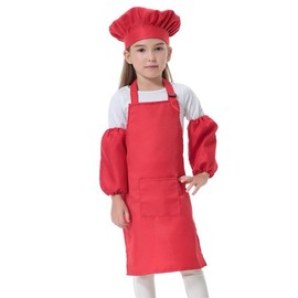 Cooktaitai Kids Apron And Chef Hat And Sleeves Set Children Chef Apron Cute Girls Boys For Cooking Baking Painting