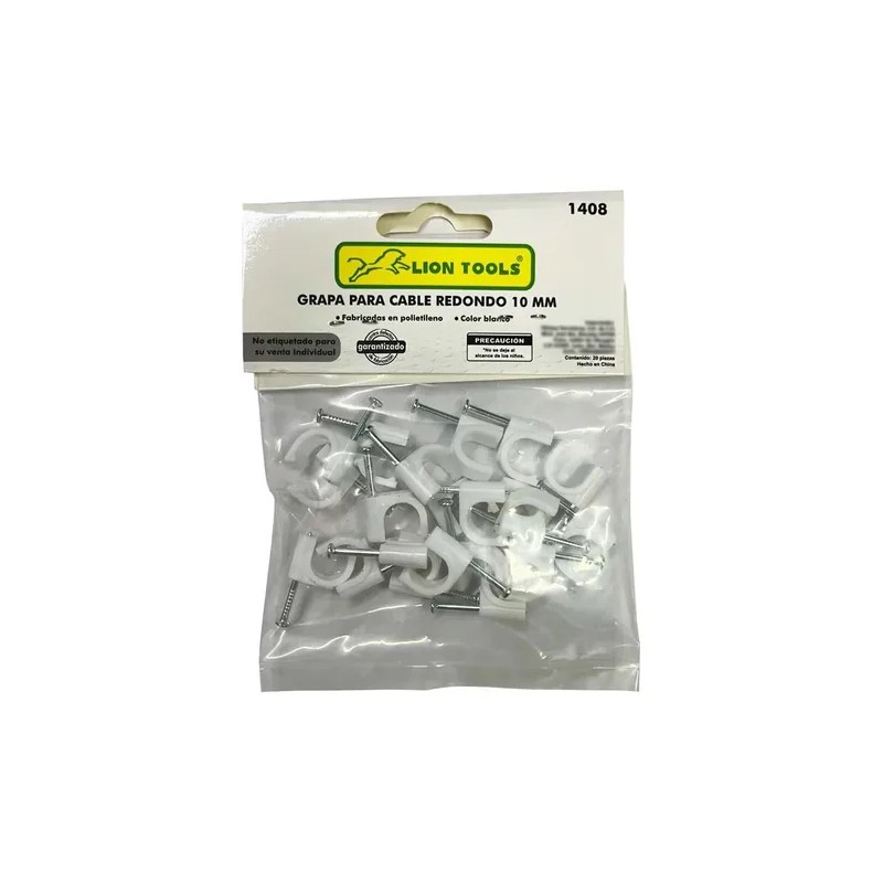 Grapa Para Cable Redondo 10mm Color Blanco 100 Pzs