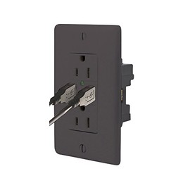 Diamond Group 61072USB Black Dual USB Charger with Duplex Receptacle