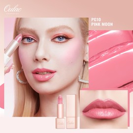 OULAC Moisturising Shine Lipstick Pink, Shimmering with Shiny Surface, Creamy Texture, Lip Care for Moisturising Lips, Infinity Moisture, Vegan 10 Pink Moon