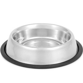 Jeffers No Skid/No Tip Stainless Steel Pet Bowl | 3 Quart | 77070 - Extra - Wide Rubber Base for Dogs & Cats | Durable, Non- Toxic, Rust Resistant & Dishwasher Safe