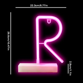 R Letter Pink Neon Signs Led Neon Light up Decorative Art Lights Battery/USB Operated for Home Shop Bar Baby Shower Birthday Wedding Party,Valentine Gifts