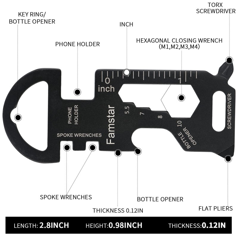 Famstar Keychain Multi-tool 3Pack Metal Pocket Tool Portable No rust