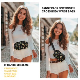 Cactus Fanny Pack for Women Casual Belt Bag Waterproof Waist Bags for Travel Hiking Sports