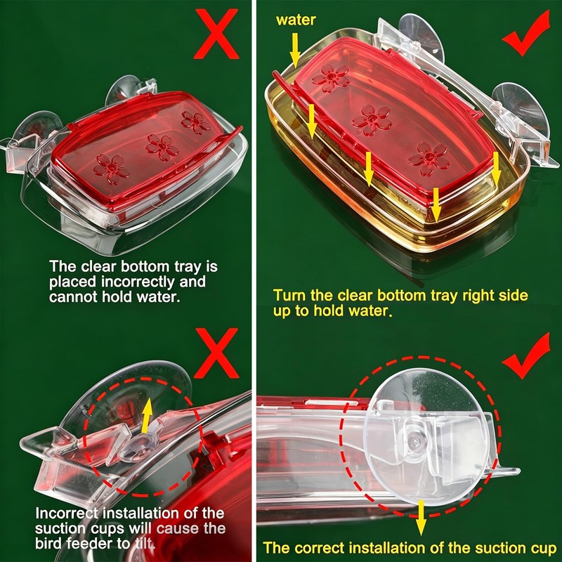 Stentec Window Hummingbird Feeder 2 Pack, Plastic Bird Feeding Tray