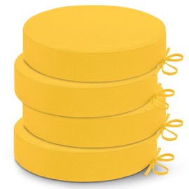 Cozyide Waterproof Outdoor Bistro Chair Cushions with Non-Slip Ties, Thickened Round Outdoor Cushions with Removable Covers, 4 Pack, 15"x15"x3", Yellow