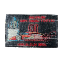 Vtg Iron-On Patch Black Embroidered Velvet Valvoline Detroit Grand Prix 10 1991