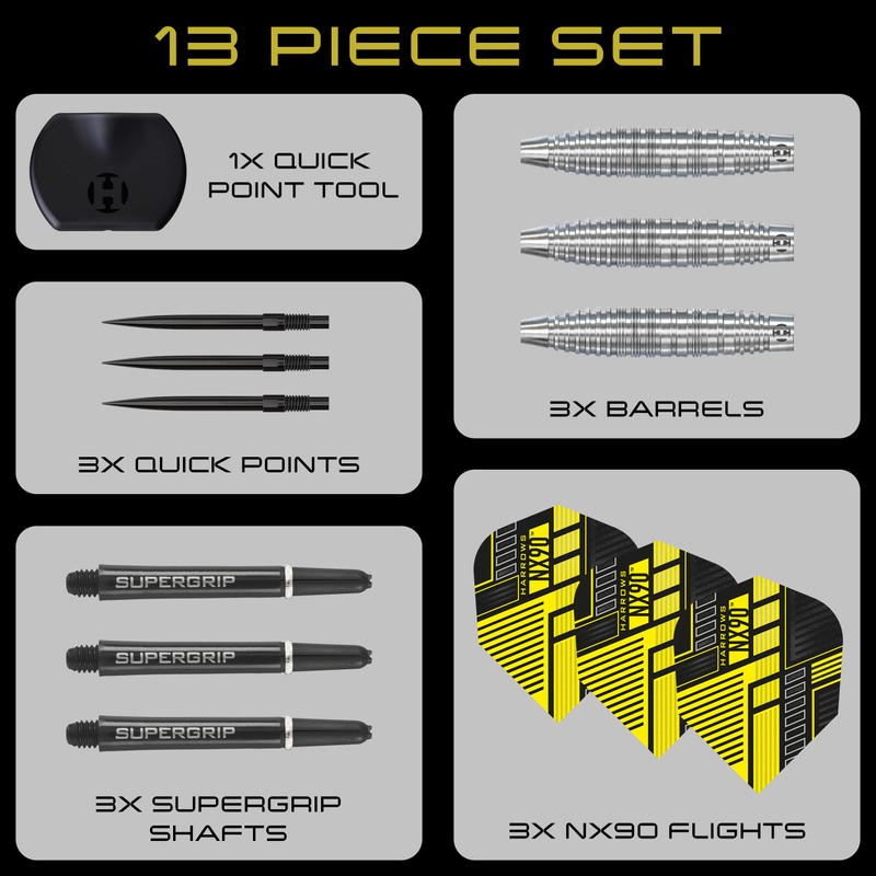 Harrows NX90 Bomb Shape Darts Set (23G Quick Point) I