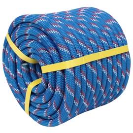 CRAYZA Double Braided Polyester Rope (1/2 in x 100 ft) Strong Arborist Rigging Rope 48 Strands for Tree Work Climbing Pulling Swing Sailing, Blue/White/Red