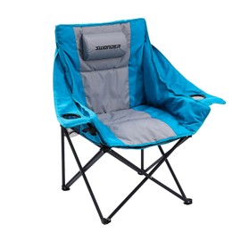 Swonder Oversized Moon Camping Chair with Innovative 2-in-1 Removable Seat Cushion for All Seasons, Heavy-Duty Fully Padded Folding Outdoor Chair with Headrest and Carry Bag