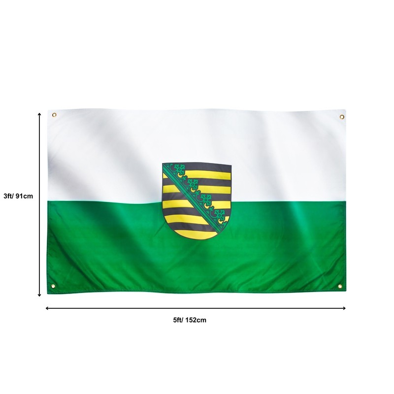 Runesol Saxony Flag for Balcony, 91 x 152 cm, Saxony
