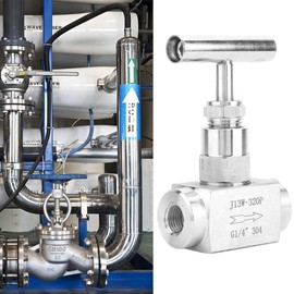 Straight Needle Valve, High Pressure Stainless Steel BSPP Female Thread Straight Needle Valve for Water Transfer (1/4 Inch)