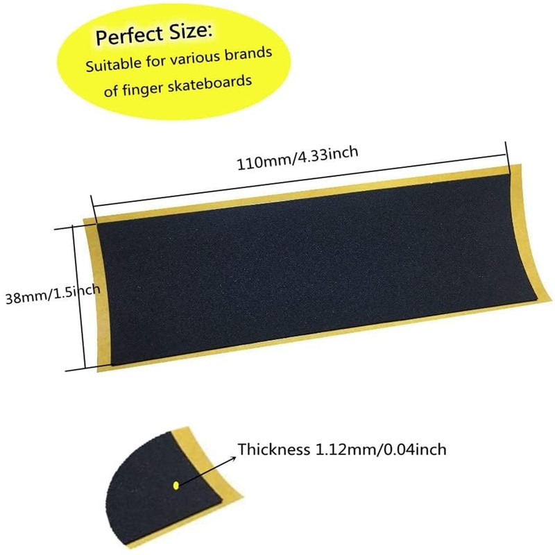 ACFELLE 18 Sheets Fingerboard Grip Tape, Quality Foam Black Wooden