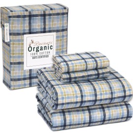 RUVANTI 100% Organic Cotton Sheets - Certified for GOTS - Breathable & Comfortable King Size Sheets Set - Soft & Cooling Percale Bed Sheets - Deep Pocket 15" - 4 Pcs - Pastel Print