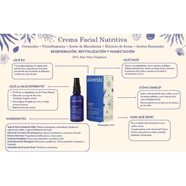 Aloevida Crema facial nutritiva 85% Aloe vera orgánico 50ml