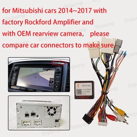 Strpump - Cable de arnés de radio estéreo de 16 pines para Mitsubishi Lancer EX Pajero Outlander 2014 ~ 20 con amplificador Rockford Factory y cámara retrovisor OEM