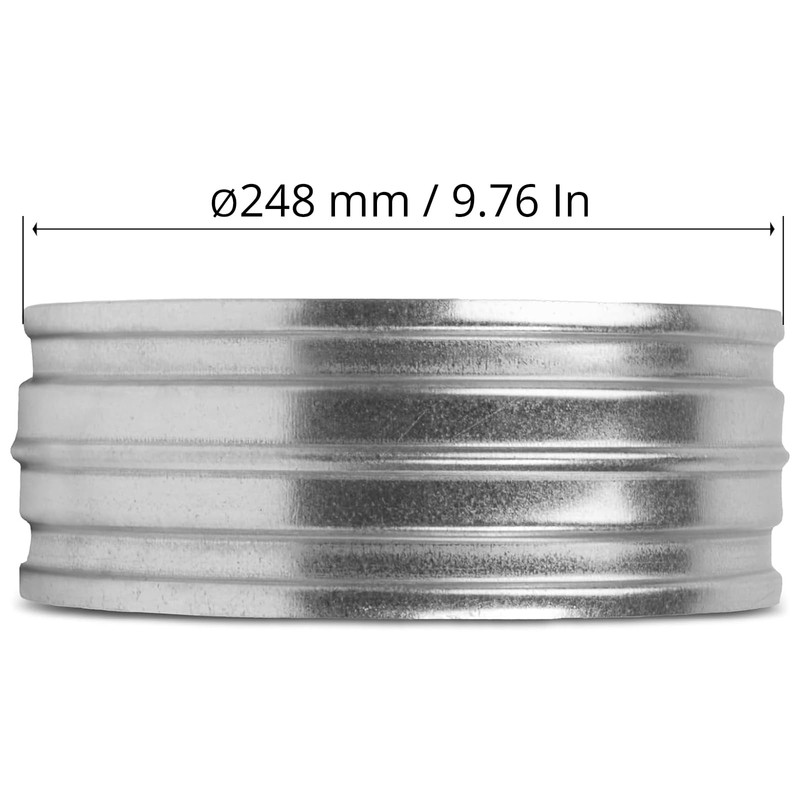 10" Inch Galvanized Metal Vent Duct Connector - Round Extension