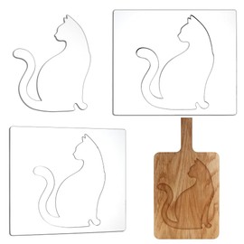 AHANDMAKER 2 PCS Acrylic Router Templates， Transparent Cat Router Template, 5mm Thick Router Inlay Template for Woodworking Craft Projects Tracing Guide Tool, 5.9x6.7 Inch
