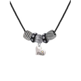 Delight Jewelry Faith Heart with AB Crystal Black Beaded Necklace, 18"+2"