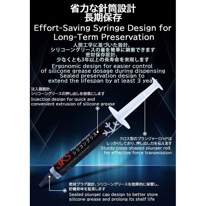 3KS Thermal Paste CPU 2g, 16W Thermal Compound Tape Tool,
