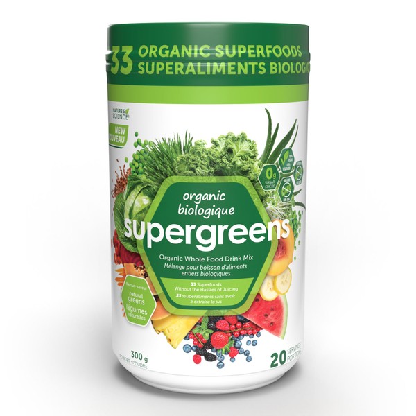 Organic Greens Powder - Unflavoured, 33 Superfoods Nutrient-Packed Blend, Fruits,