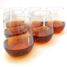 36 piece Stemless Unbreakable Crystal Clear Plastic Wine Glasses Set of 36 (12 Ounces)