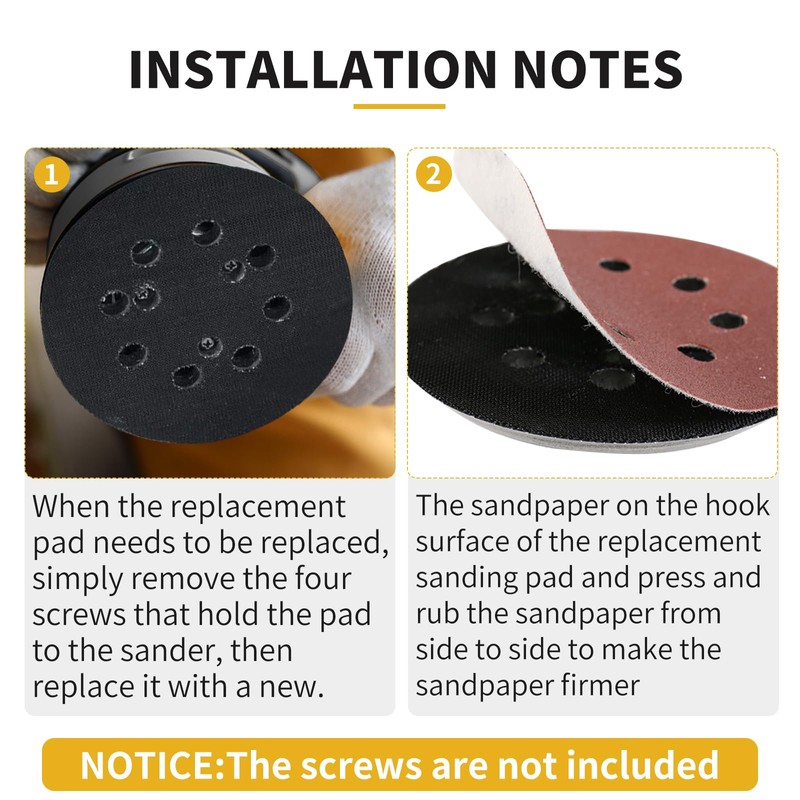 3 Pack 5 Inch 8 Hole Orbital Sander Replacement Pad