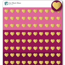 Gold Foiled heart Stickers / 100 Mini Micro Dot Decals (1/2”) / Color Code Coding/Essential Productivity Life Planning/Craft Kid Reward Reminder Accent (Berry)