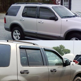 Smoke Tinted Window Visors Sun Vent Shade Rain Wind Guard Deflector Compatible with Ford Explorer 2002-2010