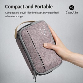 OrgaWise Cable Organiser Bag, Electronics Travel Organizer Accessories, Waterproof Universal Carry Travel Bag for Cords,Chargers Phone, Sd Card,Usbs (Pink)