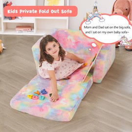 Toddler Couch,Toddler Chair,Kids Sofa Chair 2-in-1 Baby Seat Furniture Fold Out, Convertible Sofa to Lounger Soft Comfy Glow in The Dark Kids Sofa Bed Gifts for Kids Girl Boys,Unicorn