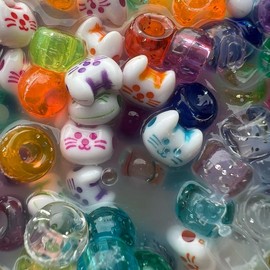 Neon Cat Picky Pad with Cat Beads and Neon Pony Beads - Size: XL Round~4inches