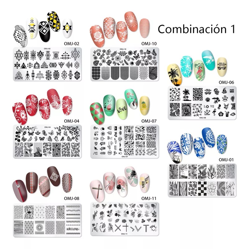 THE9SHOP Juego De 8 Placas De Sellos Uñas Diy, 1