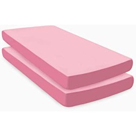 Pack of 2 (Two) Luxury Percale Cot Bed 70cm x 140cm + 15cm Fitted Sheets Available in 21 Colours. (Light Pink)