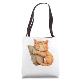 Sleeping Pet Kitten Pillow Hug Lover Cute Ginger Cat Tote Bag