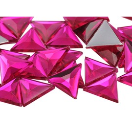 Allstarco 13mm Flat Back Triangle Acrylic Rhinestones Plastic Gems Plastic Costume Jewels Embelishments - 50 Pieces (Pink Fuchsia .MAR09)