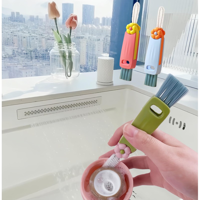 Sayehuanye 3 in 1 Cup Lid Cleaning Brush, Multifunctional Bottle