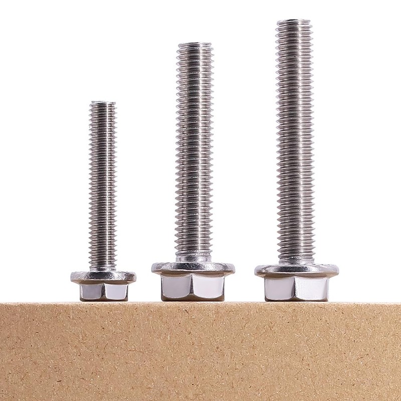 M10-1.5 x 90mm (6 pcs) Flanged Hex Bolts, 304 Stainless