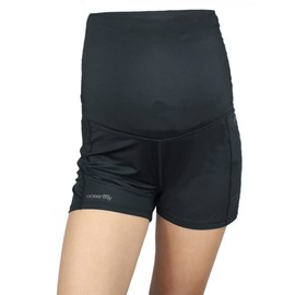 Oceanlily Over The Belly Maternity Swimwear Bottoms-High Waist Cover Up-Women Swim Shorts (XXL, Black Short)
