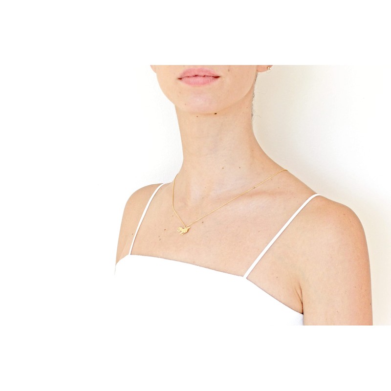 NÉCORA Dije/Collar Lobo De Origami En Plata Con Chapa de