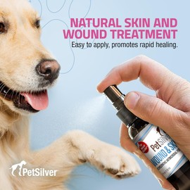 PetSilver Wound & Skin Spray - Chelated Silver, Superior to Colloidal Silver - Dog Wound Spray, Hot Spot, Allergy Relief for Dogs, Itch Spray for Cats - Natural Skin Soother - Made in USA - 4 fl oz