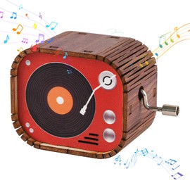 Retro Hand Cranked Christmas Birthday Music Box, Min Wooden Happy Birthday Christmas Music Box Decoration, Unique Christmas Birthday Gift for Son,Daughter,Friends,Mother,Teacher (christmas music)