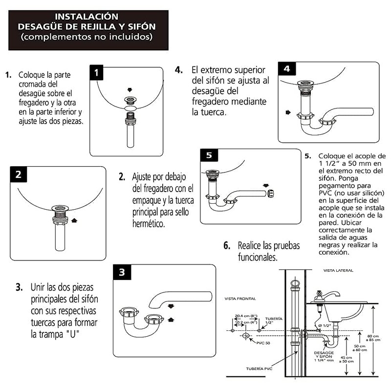 Universal Plastic P-Trap Pipe Kit for Bathroom or Kitchen Sink,