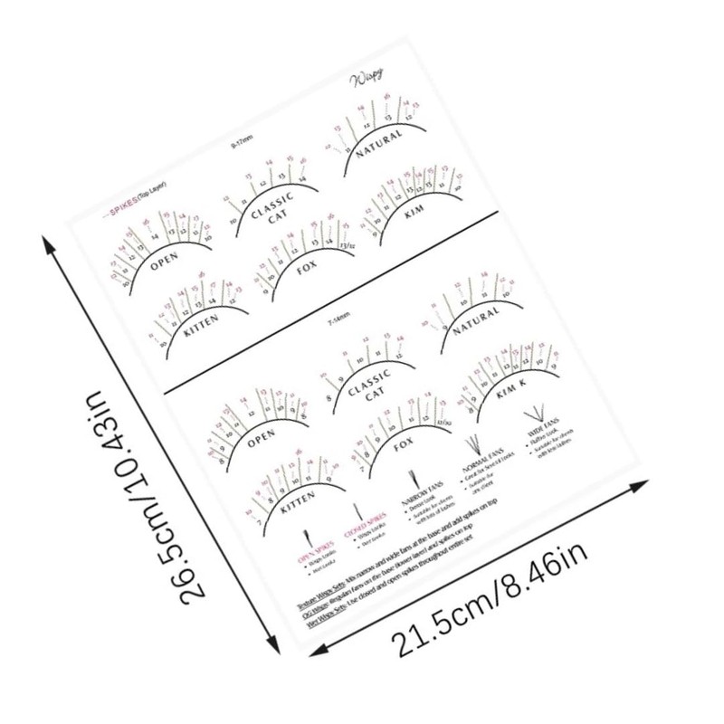 LEES A.M. 1 PC Lash Mapping Chart Eyelash Extension Beginner