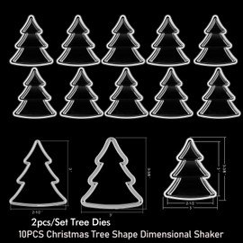 10PCS Christmas Tree Shape Dimensional Shaker Domes Coordinate Metal Cutting Dies for Shaker Card Making DIY Scrapbooking Plastic Clear Puffy Shaker Covers,Shaker Window Blister for Shaker Card Making