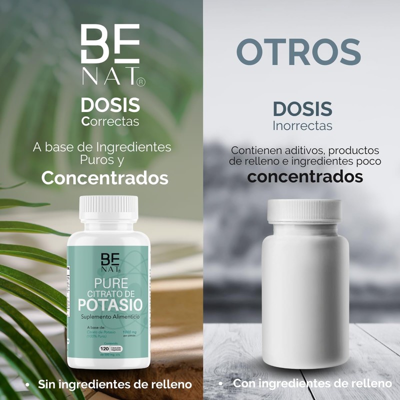 BE NAT | CITRATO DE POTASIO | 120 cápsulas Veganas