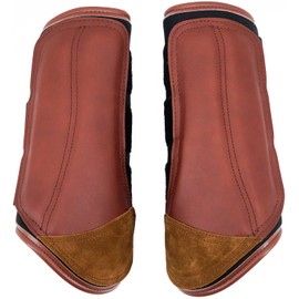QMYBROW Brushing Horse Boots Equine Boots | Protective Gear and Training Equipment | Neoprene,Waterproof Cloth and Genuine Leather (Coffee, Full (Large))