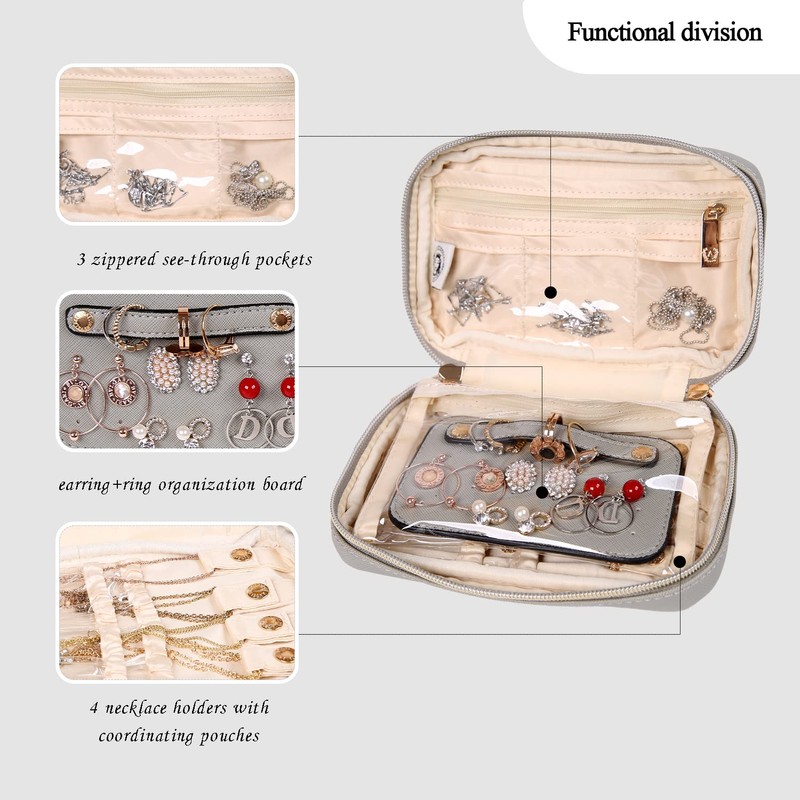 Angelina's Palace Small Waterproof Jewelry Organizer Case Vegan Leather Travel